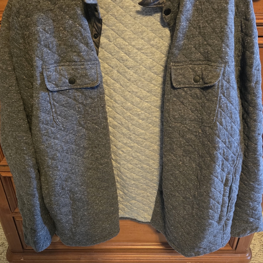 Faherty Men's Gray Quilted Shirt Jacket